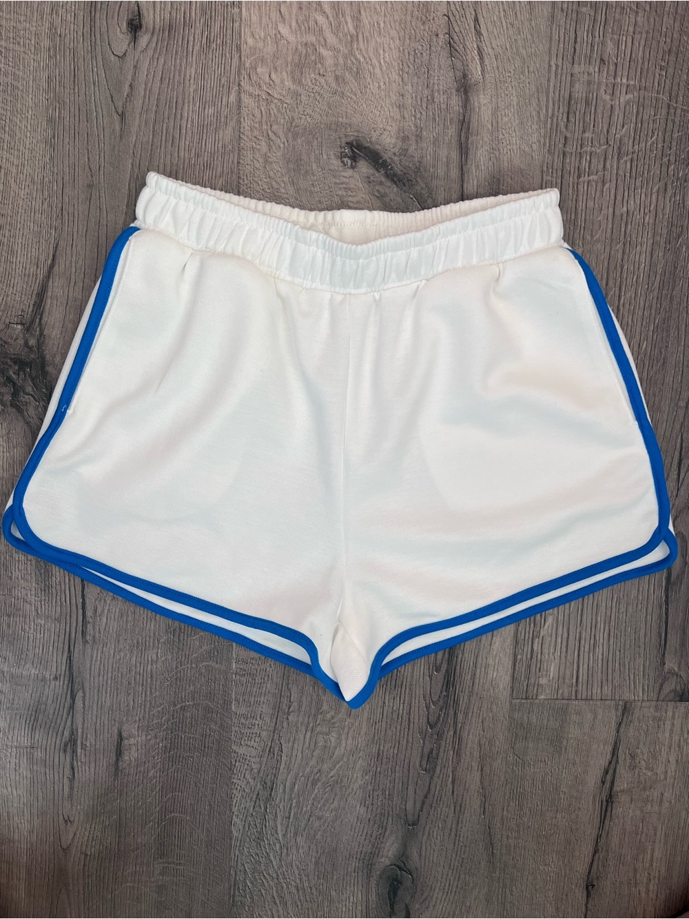 Sadie & Sage White Athletic Shorts with Blue Trim